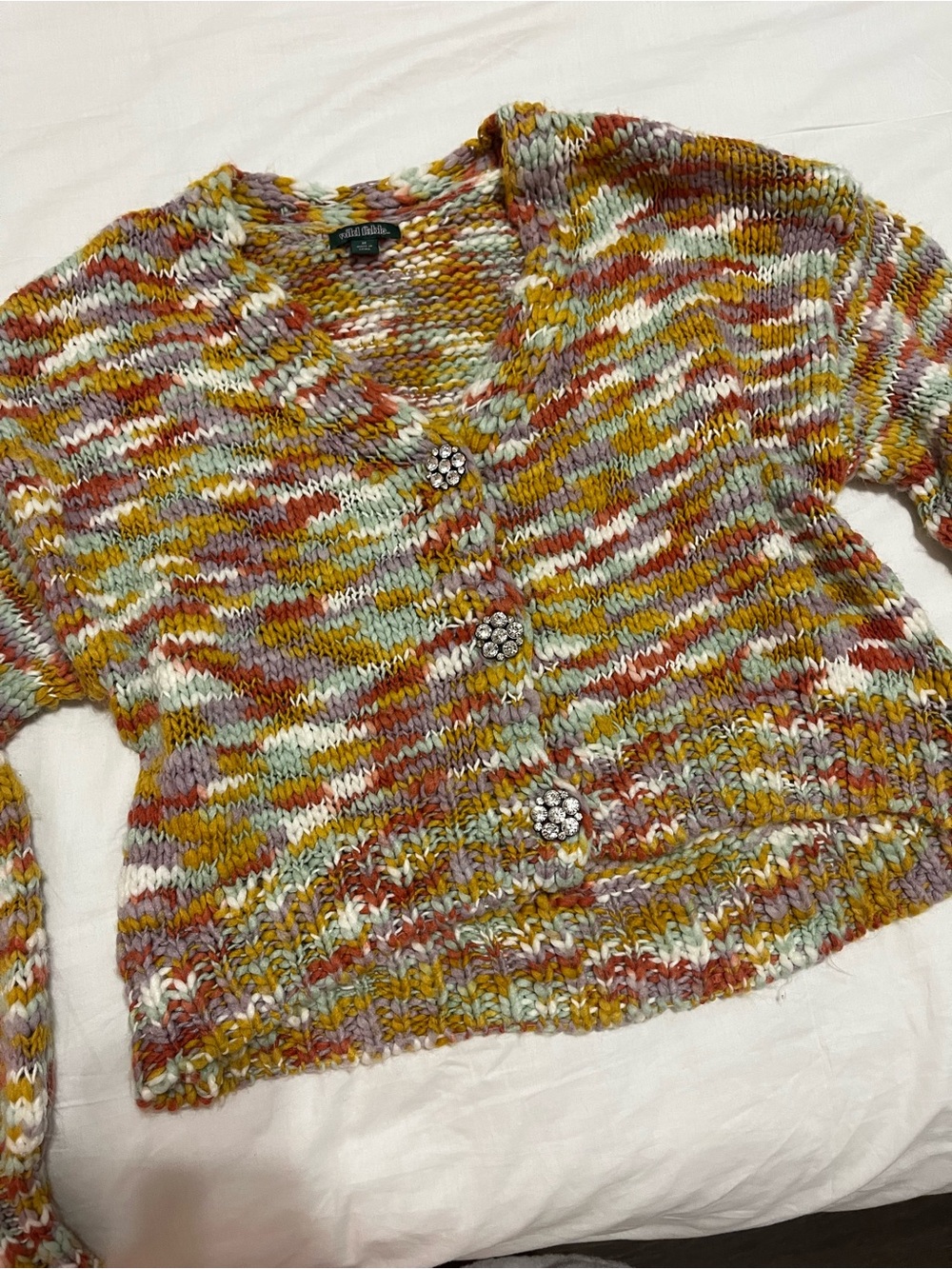 wild fable Multicolor Knit Cardigan in Mustard, Rust, Cream & Pastel